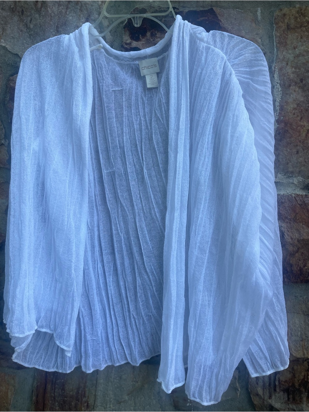 Chico's White Pleated Open-Front Cape Jacket